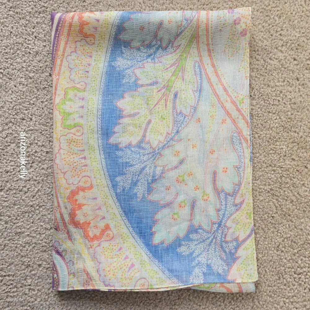 NWT Brooks Brothers Linen & Silk Oblong Scarf Lightweight Pastel
